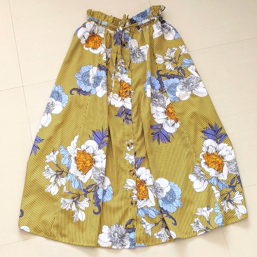 Floral Print Maxi Skirt M